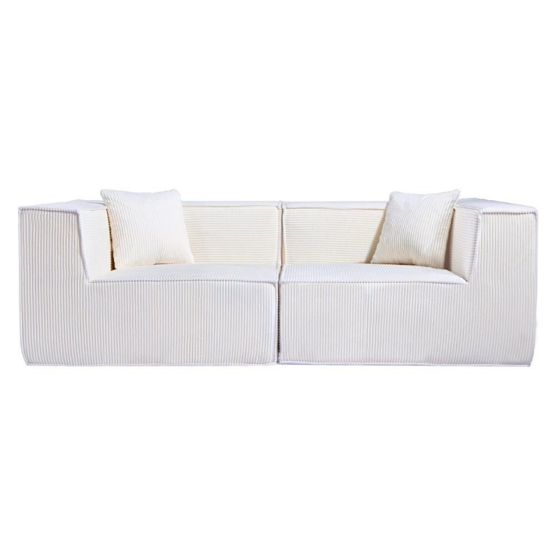Compressed Nextdeco καναπές τριθέσιος κοτλέ ιβουάρ Υ63x208x101εκ. Compressed Nextdeco καναπές τριθέσιος κοτλέ ιβουάρ Υ63x208x101εκ.
