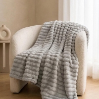 Κουβέρτα faux fur γκρι 200x230εκ.