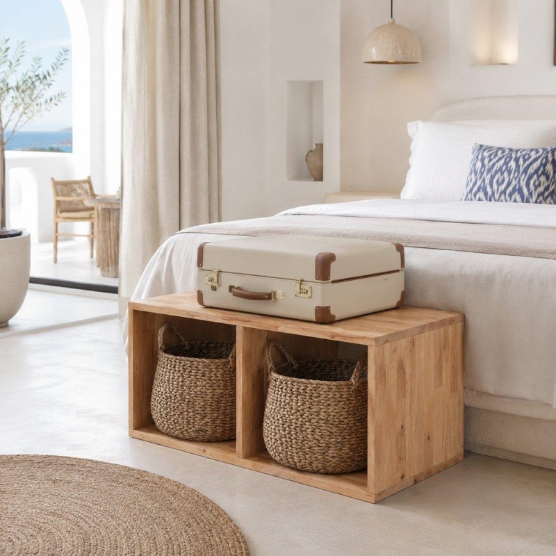 Ξύλινο παγκάκι με 2 θέσεις αποθήκευσης Nextdeco Natural Υ39x40x80εκ. Ξύλινο παγκάκι με 2 θέσεις αποθήκευσης Nextdeco Natural Υ39x40x80εκ.