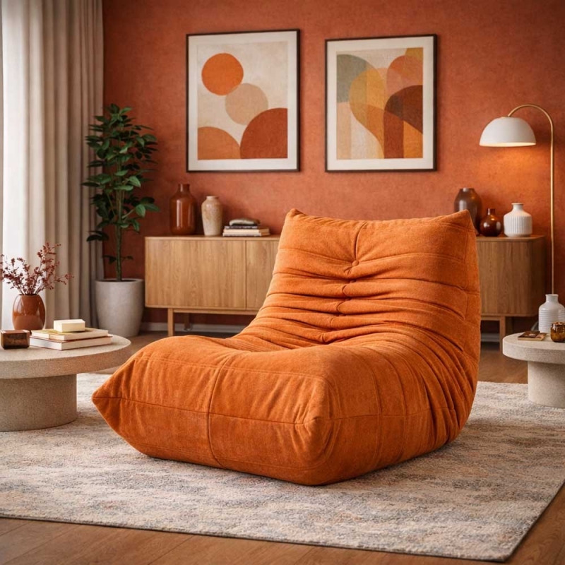 Compressed Nextdeco πολυθρόνα Togo πορτοκαλί Υ70x85x103εκ. Compressed Nextdeco πολυθρόνα Togo πορτοκαλί Υ70x85x103εκ.