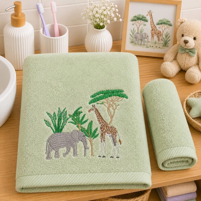 Σετ παιδικές πετσέτες Forest - Safari 100% βαμβάκι πεννιε 500gsm Σετ παιδικές πετσέτες Forest - Safari 100% βαμβάκι πεννιε 500gsm