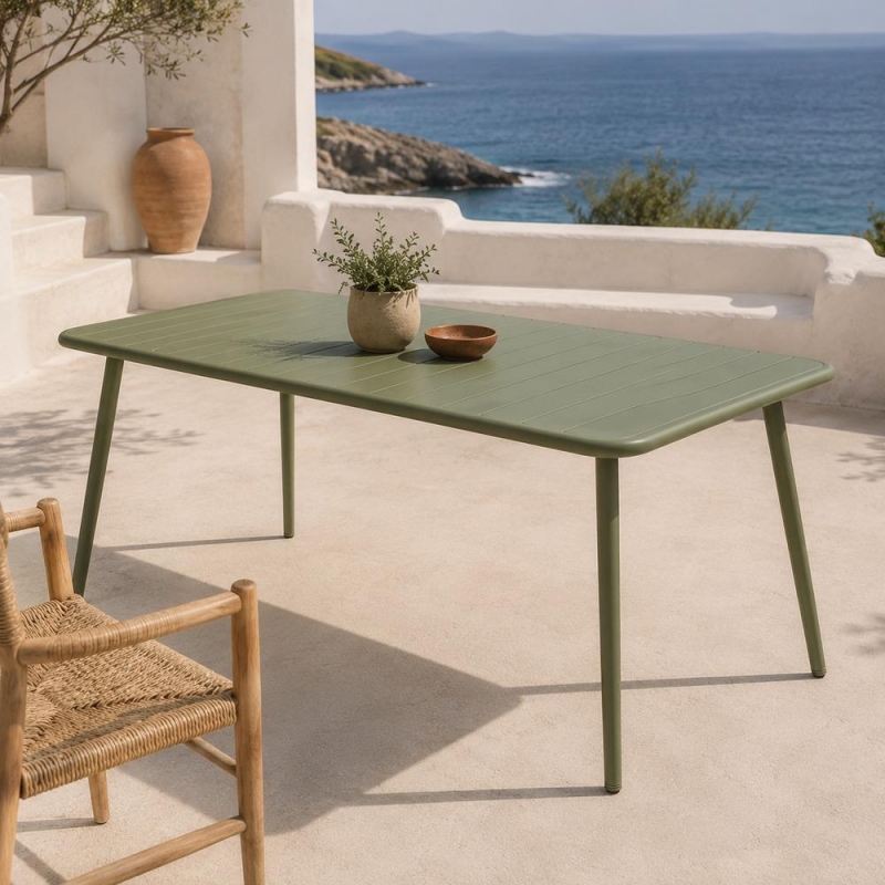 Τραπέζι Nextdeco μεταλλικό πράσινο 140x70xΥ75εκ.