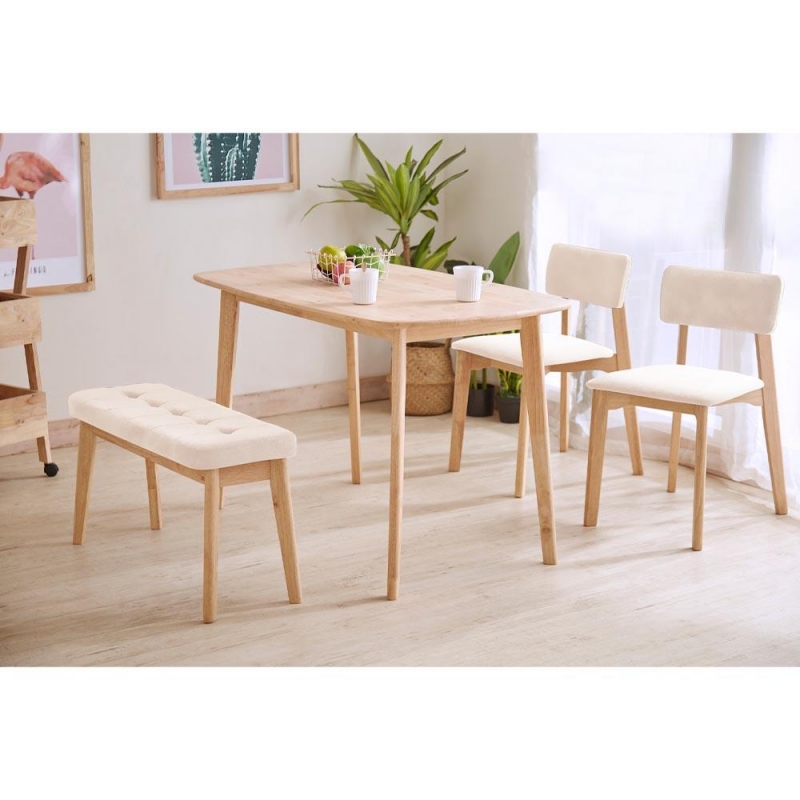Παγκάκι Nextdeco Natural μασίφ ξύλο λευκό μαξιλάρι Υ45,5×85×31,5εκ.