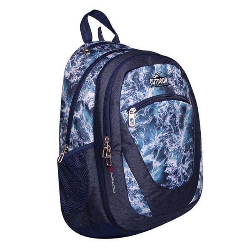 KALGAV τσάντα πλάτης Navy marble με θήκη laptop/tablet Υ49x15x34,5εκ.