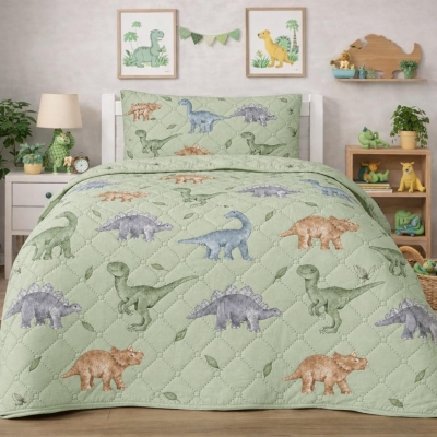 Κουβερλί με μαξιλαροθήκη παιδικό dinosaurs από 100% μικροΐνες 160x220εκ.
