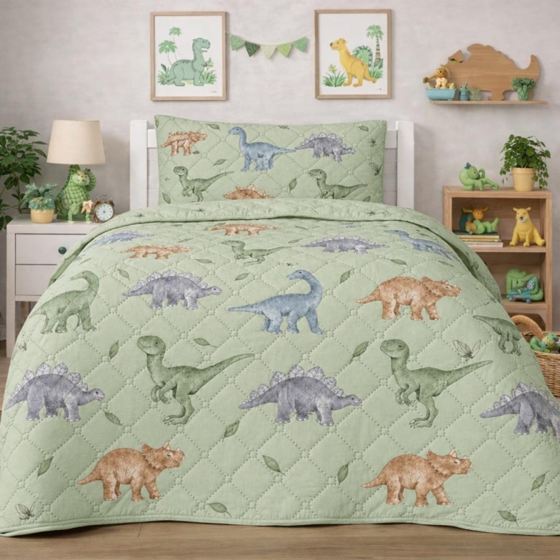 Κουβερλί με μαξιλαροθήκη παιδικό dinosaurs από 100% μικροΐνες 160x220εκ.