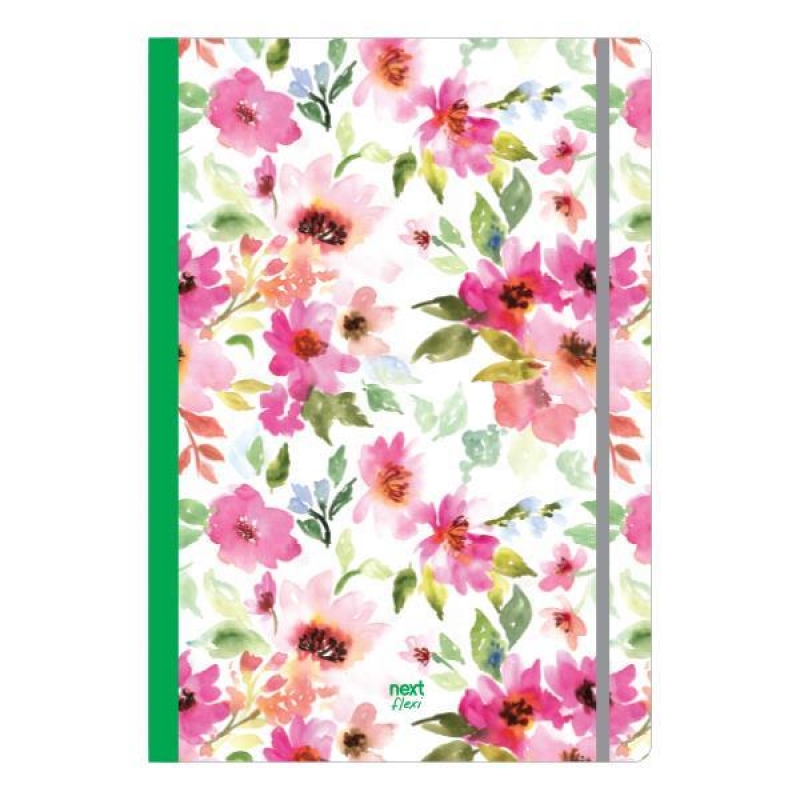 Next trends Flowers τετράδιο flexi λάστιχο 17x25εκ. 2θεμ. 80φ.