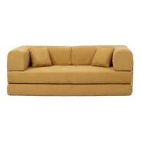 Compressed Nextdeco τριθέσιος καναπές-κρεβάτι κίτρινος 200x100x75εκ.