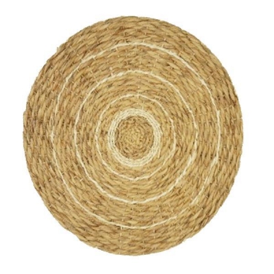 Ψάθινο διακοσμητικό τοίχου boho δίχρωμο από rattan Ø80xΥ6εκ