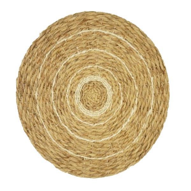 Ψάθινο διακοσμητικό τοίχου boho δίχρωμο από rattan Ø80xΥ6εκ