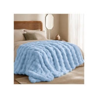 Κουβέρτα faux fur γαλάζιο 160x200εκ.