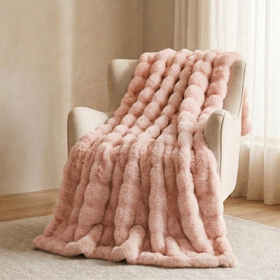 Κουβέρτα faux fur ροζ 160x200εκ.