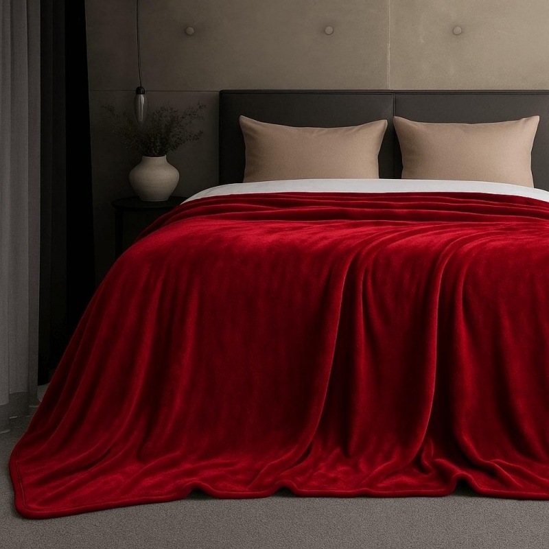 Κουβέρτα υπέρδιπλη κόκκινη βελουτέ από 100% polyester 220x240εκ. Κουβέρτα υπέρδιπλη κόκκινη βελουτέ από 100% polyester 220x240εκ.
