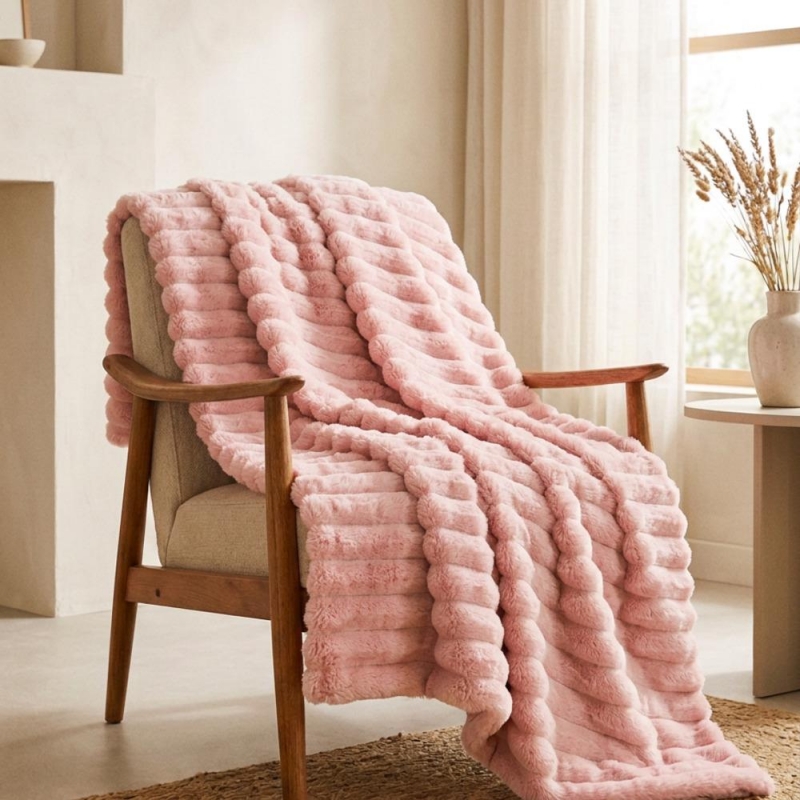 Κουβέρτα faux fur λευκή 200x230εκ.