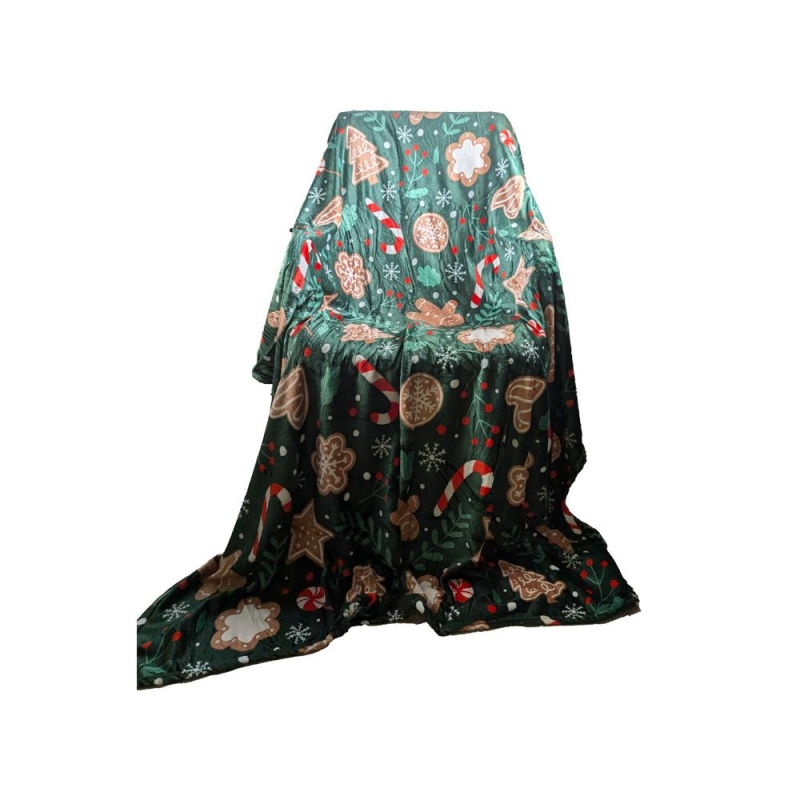 Xριστουγεννιάτικη κουβέρτα fleece, πράσινη διπλή 200x230εκ. Xριστουγεννιάτικη κουβέρτα fleece, πράσινη διπλή 200x230εκ.