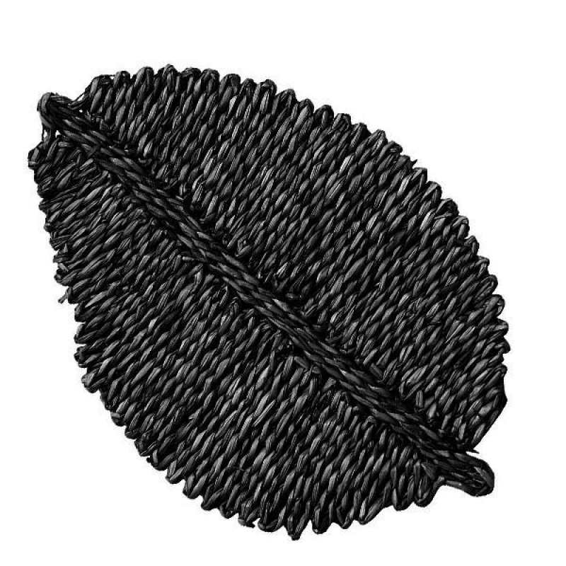 Σουπλά ψάθινo boho μαύρο rattan σε σχήμα φύλλου 55x35xΥ2εκ. Σουπλά ψάθινo boho μαύρο rattan σε σχήμα φύλλου 55x35xΥ2εκ.