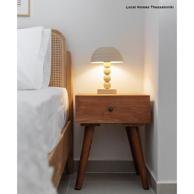 Φωτιστικό επιτραπέζιο μεταλλικό ματ Nextdeco μπεζ Υ29xØ20εκ.
