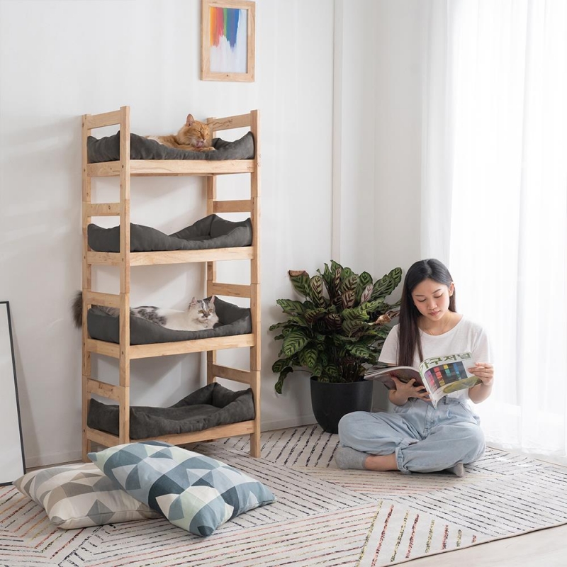 Κρεβάτι γάτας σκύλου Nextdeco Natural μασίφ ξύλο Υ35x60x40εκ.
