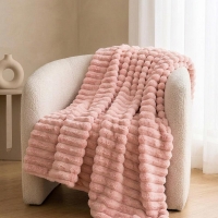 Κουβέρτα faux fur ροζ 200x230εκ.