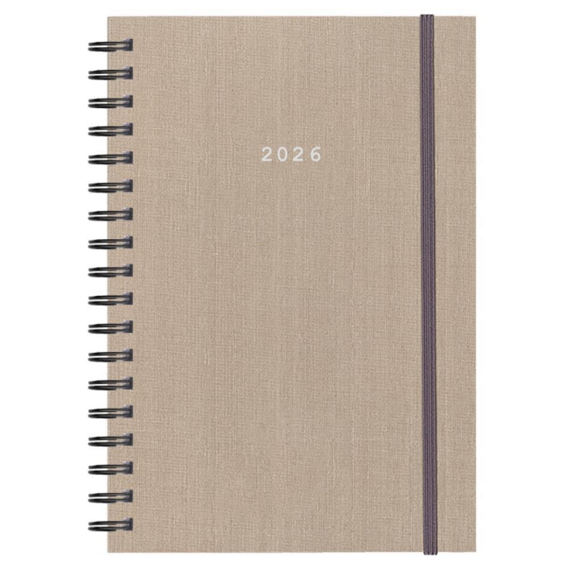 Next ημερολόγιο 2026 fabric plus ημερήσιο σπιράλ μπεζ 17x25εκ.