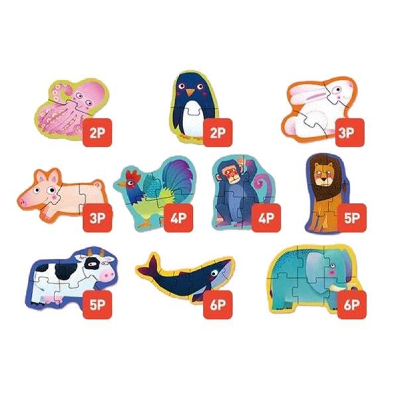 Mideer παζλ 10 σε1 - Level Up 1 "Animals" 2,3,4,5 - 6 τμχ