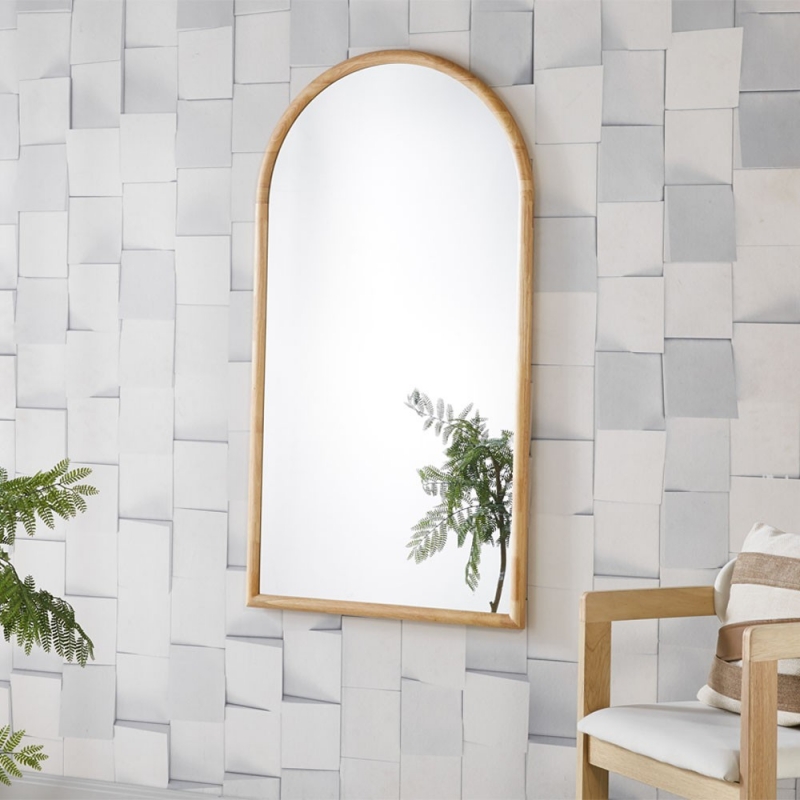 Καθρέφτης επιτοίχιος οβάλ Nextdeco φυσικό χρώμα 70x130εκ.