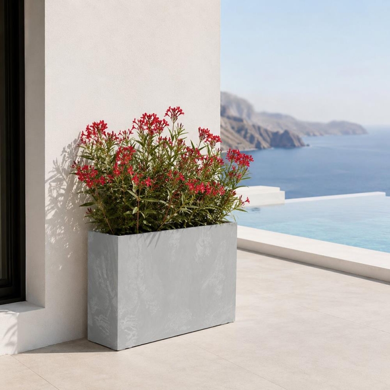Ζαρντινιέρα ανοιχτό γκρι beton effect Υ68,6x77x23,5εκ.