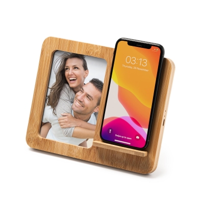 Ασύρματος φορτιστής 10W bamboo με κορνίζα φωτογραφίας 10x15εκ. Ασύρματος φορτιστής 10W bamboo με κορνίζα φωτογραφίας 10x15εκ.