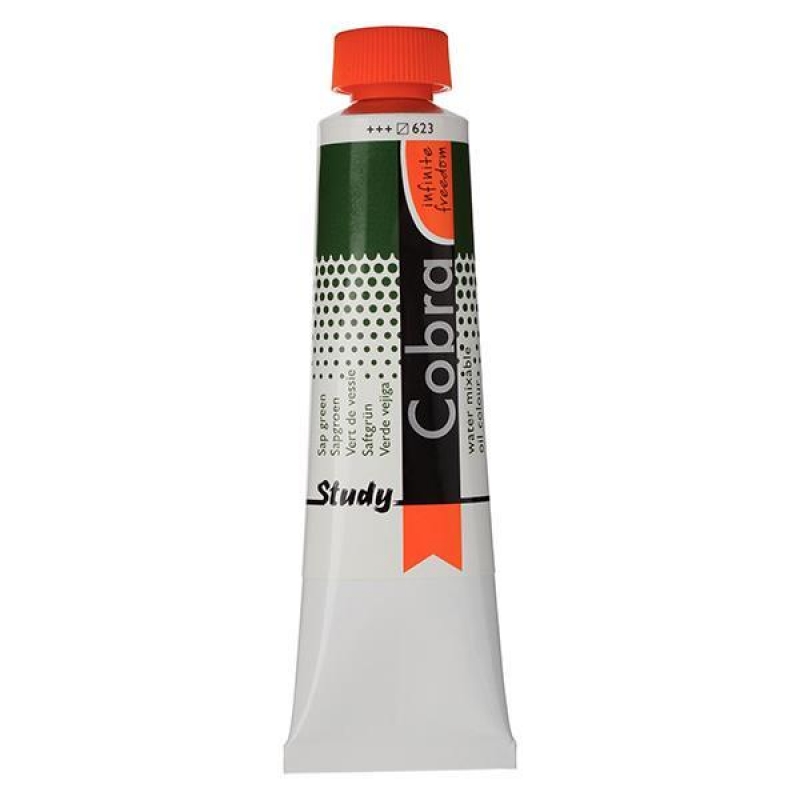 Talens Cobra Study water mixable oil 623 sap green 40ml. Talens Cobra Study water mixable oil 623 sap green 40ml.