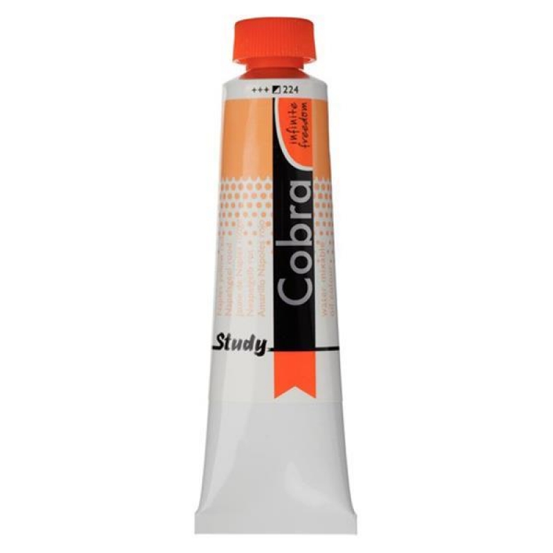 Talens Cobra Study water mixable oil 224 naples yellow red 40ml. Talens Cobra Study water mixable oil 224 naples yellow red 40ml.