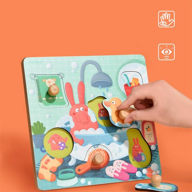 Mideer παζλ - σφηνώματα ξύλινο "Bath Time" 22,5x22,5εκ. 6 τεμαχίων Mideer παζλ - σφηνώματα ξύλινο "Bath Time" 22,5x22,5εκ. 6 τεμαχίων
