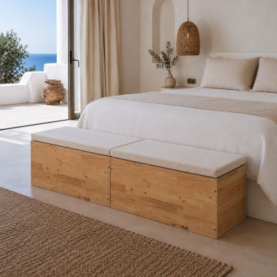 Ξύλινο παγκάκι- μπαούλο Nextdeco Natural Υ39x40x80εκ.