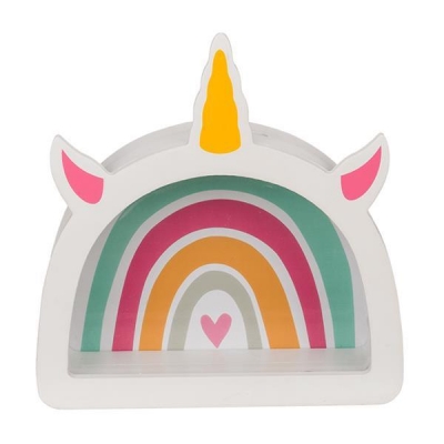 Κουμπαράς - κορνίζα ξύλινος «Rainbow unicorn» Υ18x5xØ17,5εκ. Κουμπαράς - κορνίζα ξύλινος «Rainbow unicorn» Υ18x5xØ17,5εκ.
