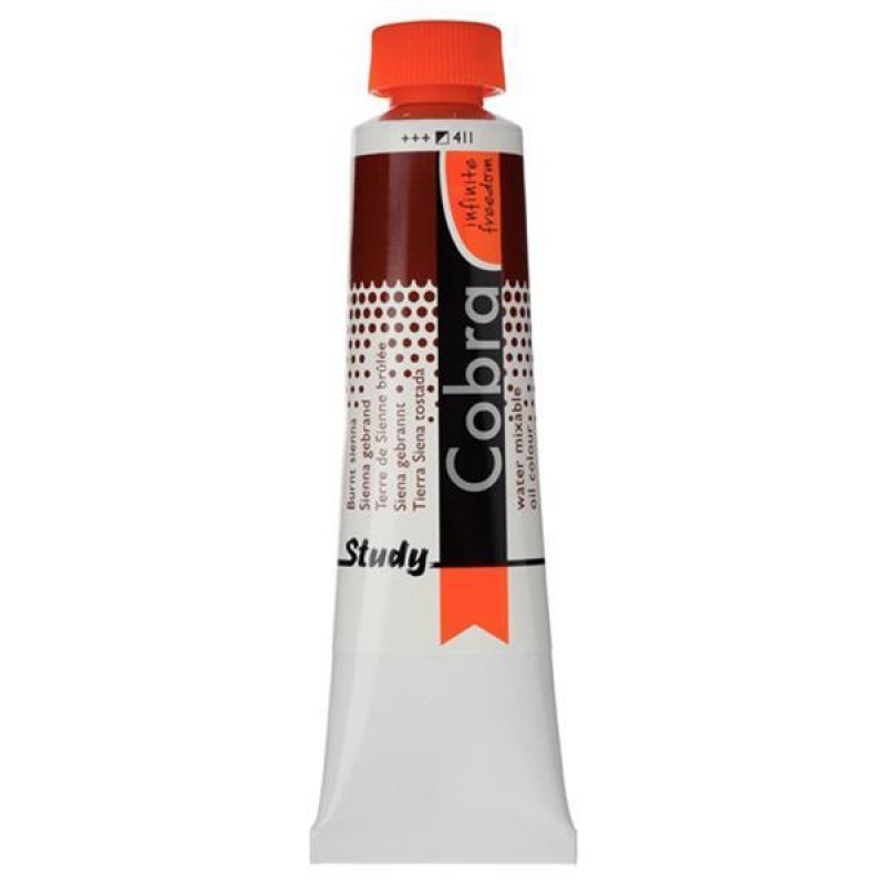 Talens Cobra Study water mixable oil 411 burnt sienna 40ml. Talens Cobra Study water mixable oil 411 burnt sienna 40ml.