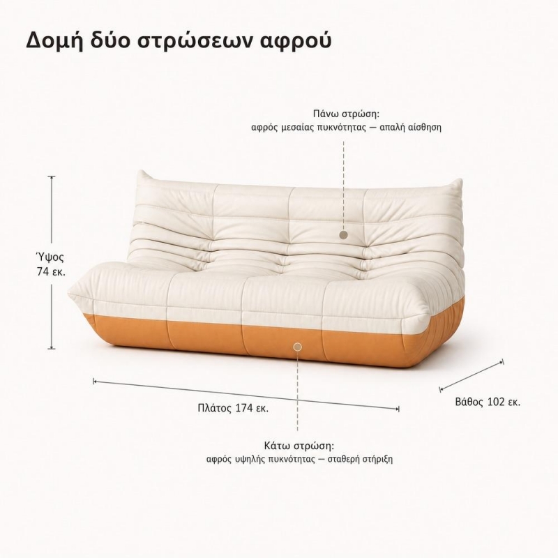 Καναπές τριθέσιος Nextdeco Togo eco leather μαύρο Υ70x174x102εκ.