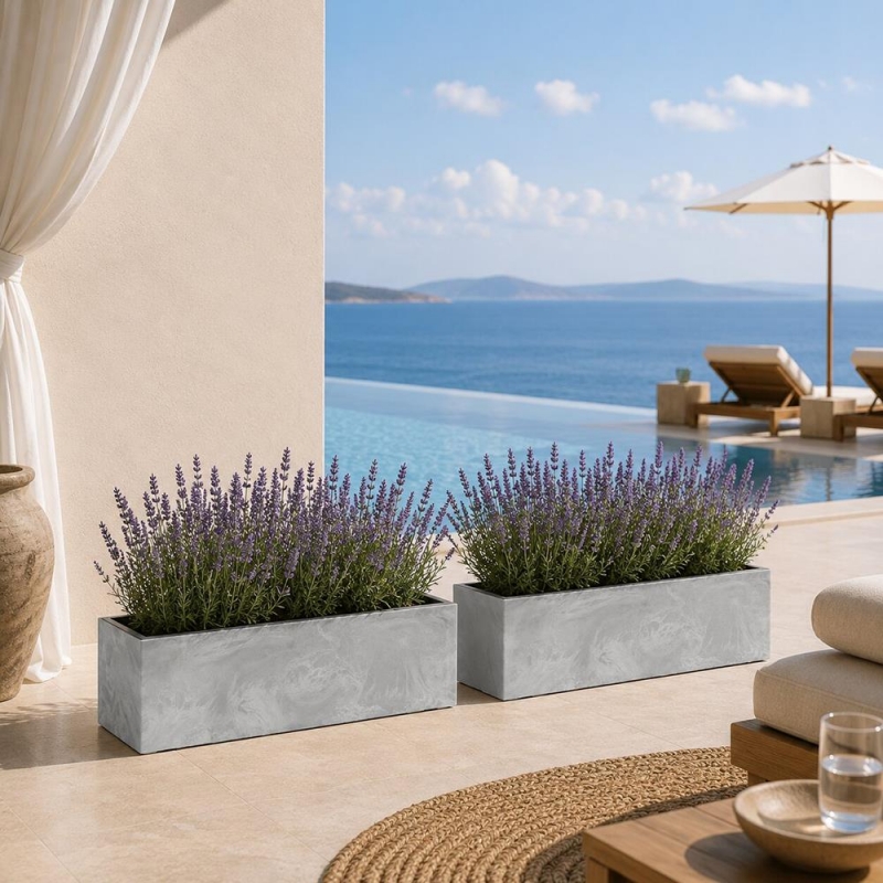 Ζαρντινιέρα ανοιχτό γκρι beton effect Y24,6x77x23,5εκ.