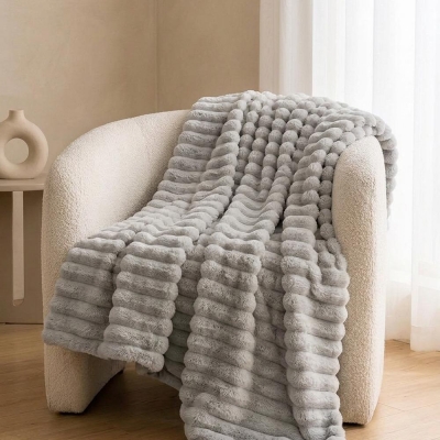 Κουβέρτα faux fur γκρι 150x200εκ.
