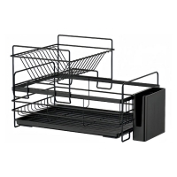 Πιατοθήκη διόροφη μεταλλική μαύρη Y26,5x39x27,5εκ. Πιατοθήκη διόροφη μεταλλική μαύρη Y26,5x39x27,5εκ.