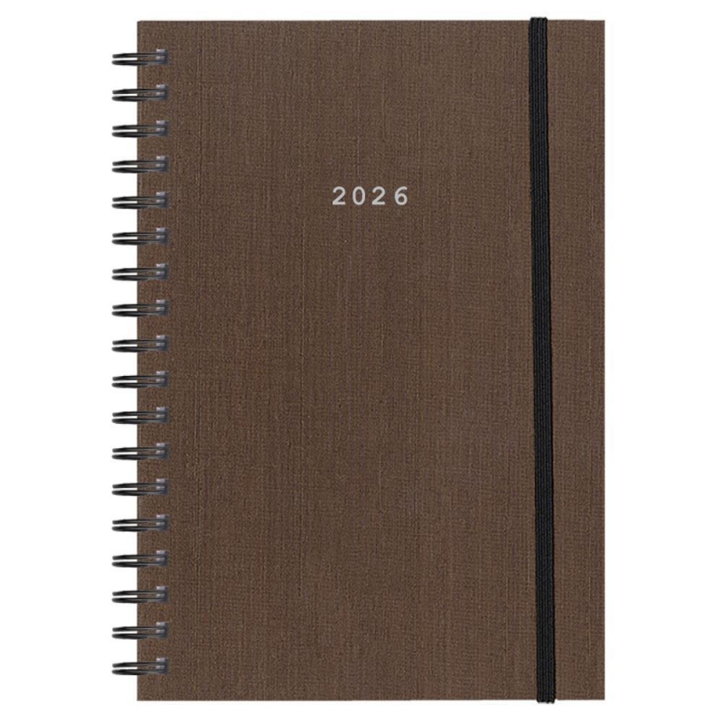 Next ημερολόγιο 2026 fabric plus ημερήσιο σπιράλ καφέ 17x25εκ.