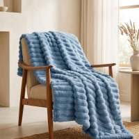 Κουβέρτα faux fur μπλε 150x200εκ.