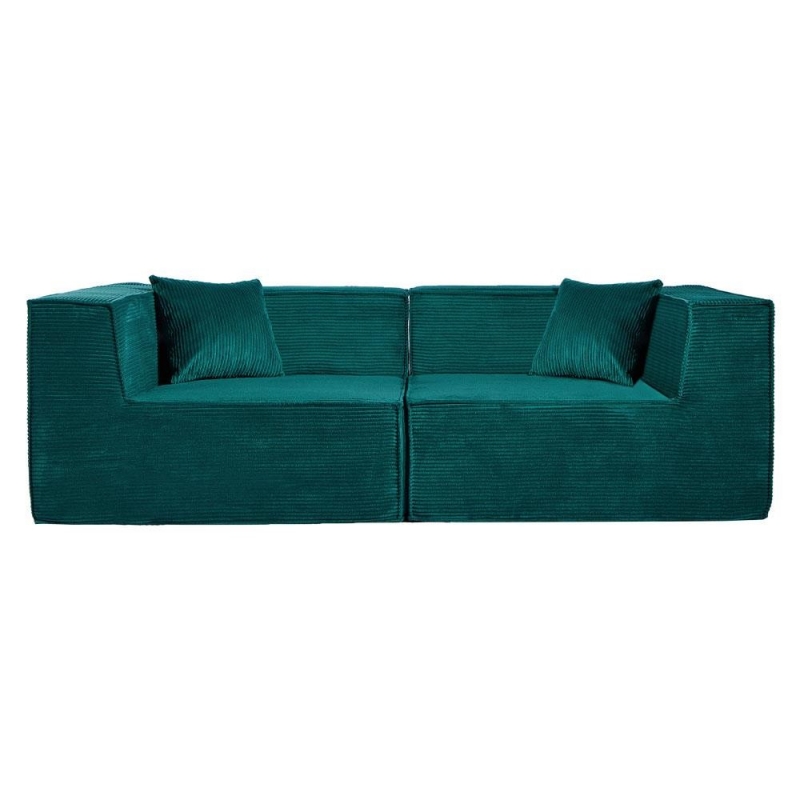 Compressed Nextdeco καναπές τριθέσιος κοτλέ πράσινος Υ63x208x101εκ. Compressed Nextdeco καναπές τριθέσιος κοτλέ πράσινος Υ63x208x101εκ.
