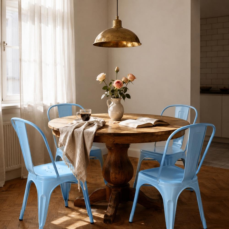 Καρέκλα μεταλλική Nextdeco Loft στοιβαζόμενη γαλάζια 45x48xΥ85εκ Καρέκλα μεταλλική Nextdeco Loft στοιβαζόμενη γαλάζια 45x48xΥ85εκ