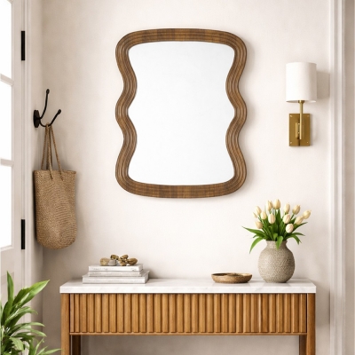 Καθρέφτης τοίχου Nextdeco φυσικό PVC 80x60εκ. Καθρέφτης τοίχου Nextdeco φυσικό PVC 80x60εκ.