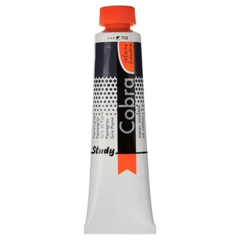 Talens Cobra Study water mixable oil 708 paynes grey 40ml. Talens Cobra Study water mixable oil 708 paynes grey 40ml.