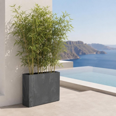 Ζαρντινιέρα ανθρακί beton effect Υ68,6x77x23,5εκ.