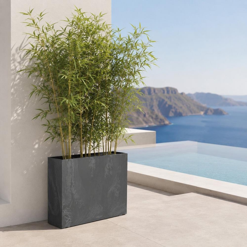 Ζαρντινιέρα ανθρακί beton effect Υ68,6x77x23,5εκ.