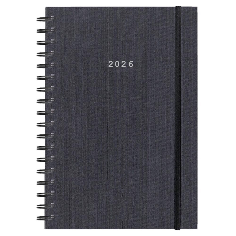 Next ημερολόγιο 2026 fabric plus ημερήσιο σπιράλ γκρι 17x25εκ.