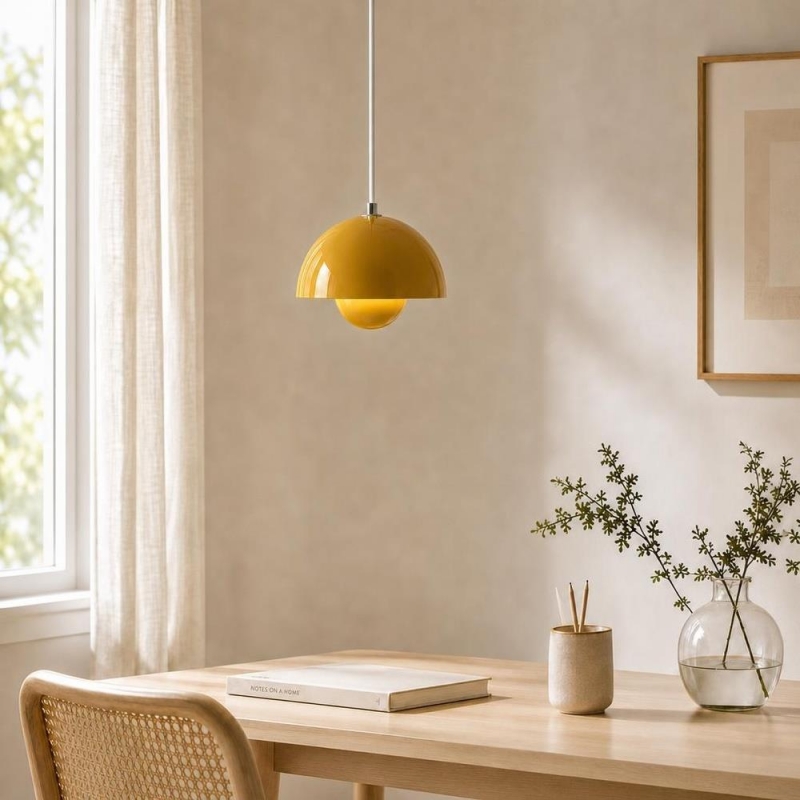 Φωτιστικό οροφής κρεμαστό Nextdeco μεταλλικό και ακρυλικό κίτρινο Φ23εκ.
