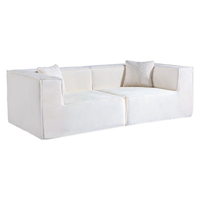Compressed Nextdeco καναπές τριθέσιος κοτλέ ιβουάρ Υ63x208x101εκ.
