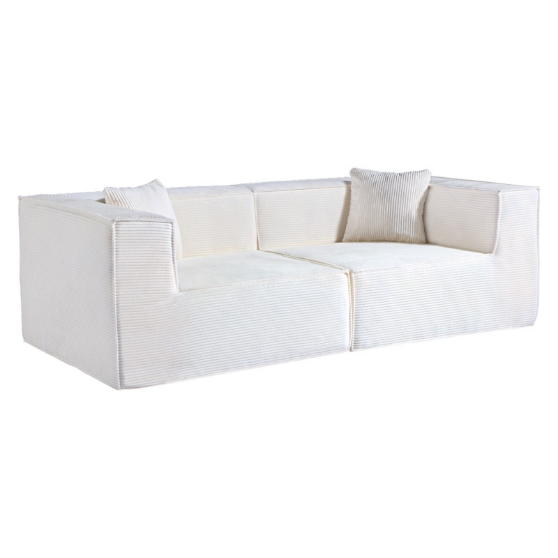 Compressed Nextdeco καναπές τριθέσιος κοτλέ ιβουάρ Υ63x208x101εκ. Compressed Nextdeco καναπές τριθέσιος κοτλέ ιβουάρ Υ63x208x101εκ.
